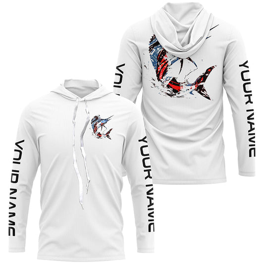 Maxcorners Custom Patriotic American Flag Sailfish Fishing Shirts, Sailfish Fishing Tournament Jerseys LM0501