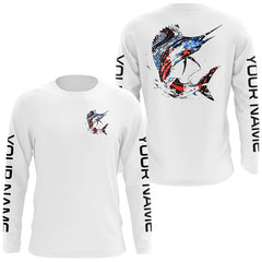 Maxcorners Custom Patriotic American Flag Sailfish Fishing Shirts, Sailfish Fishing Tournament Jerseys LM0501