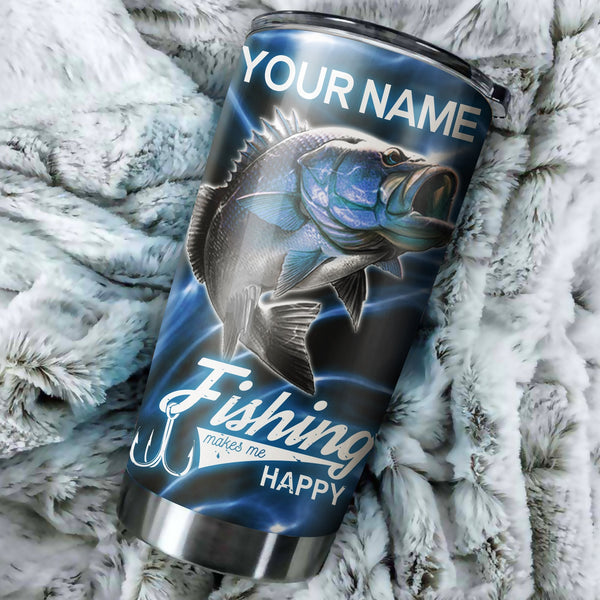 Maxcorners Bass Fishing Tumbler Makes Me Happy Customize Name