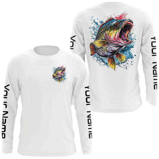 Maxcorners Personalized Bass Tournament Fishing Shirts, Bass Long Sleeve Fishing Jerseys LM0201
