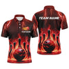 Maxcorners Bowling Polo Shirts Custom Red Thunder Lightning Bowling Team Jerseys Bowler Outfits