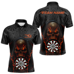 Maxcorners Custom Dartboard Pattern Dart Team Men Polo Shirts, Halloween Skull Dart Team Jerseys LM0910