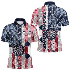Maxcorners Custom US Flag Patriotic Dart Pulse Line Polo Shirts For Men, Dart Team Shirt LM1708