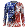 Maxcorners Personalized American Flag UV Protection Long Sleeve Fishing Shirts, Tie dye Patriotic Fishing gifts LM0201