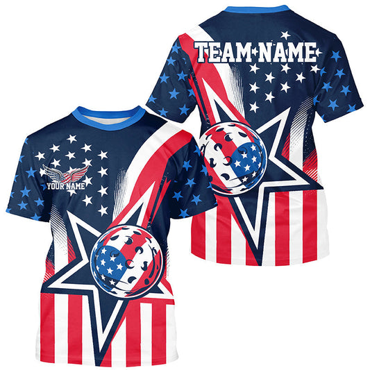 Maxcorners Custom US Star Pickleball Polo Shirts For Men, America Flag Patriotic Pickleball Team Jerseys