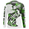 Maxcorners Personalized Bass Fishing Jerseys, Bass Fishing Long Sleeve Fishing Tournament Shirts | Green Camo LM0201