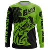 Maxcorners Personalized Bass Fishing Jerseys, Bass Fishing Long Sleeve Fishing Tournament Shirts | Green LM0201