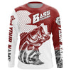 Maxcorners Personalized Bass Fishing Jerseys, Bass Fishing Long Sleeve Fishing Tournament Shirts | Red Camo LM0201