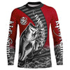 Maxcorners Custom Largemouth Bass Long Sleeve Tournament Fishing Shirts, Bass Fishing Jerseys | Red LM0201