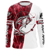 Maxcorners Custom Bass Fishing Tattoo Red Camo Long Sleeve Tournament Fishing Shirts, Bass Fishing Jerseys LM0201