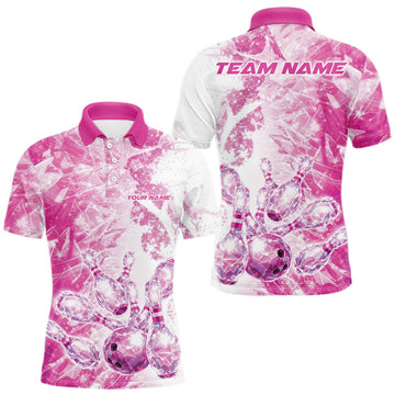 Maxcorners Custom Pink Ice Crystal Bowling Team Jerseys For Men, Women And Kid, Bowling Tournament Shirts Multi Styles LM1501