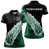 Maxcorners Custom Black And Green Thunder Lightning Strike Bowling Polo Shirts For Men Team Shirt