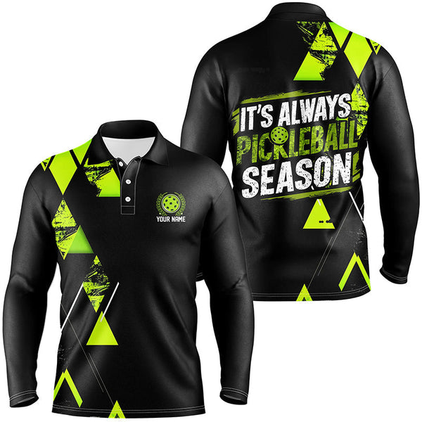 Maxcorners Men'S Pickleball Shirts With Custom Name Sayings "It'S Always Pickleball Season" | Green