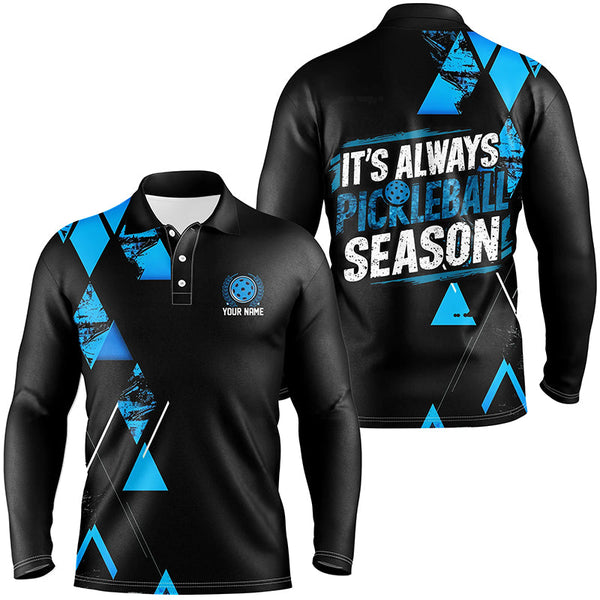 Maxcorners Men'S Pickleball Shirts With Custom Name Sayings "It'S Always Pickleball Season" | Blue