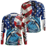 Maxcorners Custom American Flag Patriotic Marlin Fishing Long Sleeve Fishing Shirts, Marlin Jerseys MT2108