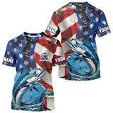Maxcorners Custom American Flag Patriotic Marlin Fishing Long Sleeve Fishing Shirts, Marlin Jerseys MT2108