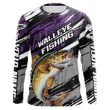Maxcorners Custom Purple Grass Camo Walleye Fishing Long Sleeve Tournament Fishing Shirts, Fishing Gifts MT2108