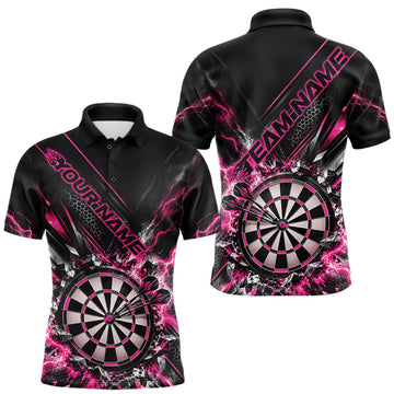 Maxcorners Custom Pink Lightning Dart Impact Dart Tournament Men Polo Shirt, Dart Jersey