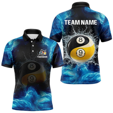 Personalized Water Yin & Yang Billiard Polo & Quarter-Zip Shirt For Men 8 Ball Billiard Team Jersey LM1203