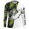Maxcorners Largemouth Bass Fishing Custom Long Sleeve Shirts, Bass Tournament Fishing Jerseys | Green Camo LM0201