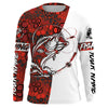 Maxcorners Largemouth Bass Fishing Custom Long Sleeve Shirts, Bass Tournament Fishing Jerseys | Red Camo LM0201