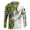 Maxcorners Largemouth Bass Fishing Custom Long Sleeve Shirts, Bass Tournament Fishing Jerseys | Green Camo LM0201