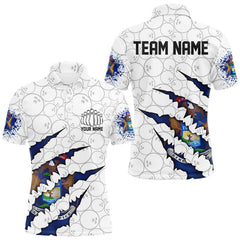 Maxcorners Custom Michigan Flag Bowling Team Polo Shirts For Men, Michigan Bowling League Shirt LM1109