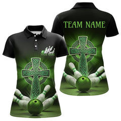 Maxcorners Custom Celtic Cross Faith Bowling Polo Team Shirts For Men, Bowlers Outfits