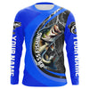 Maxcorners Personalized Largemouth Bass Fishing Jerseys, Bass Long Sleeve Tournament Fishing Shirts | Royal Blue LM0201