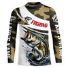 Maxcorners Custom Bass Long Sleeve Fishing Shirts, Personalized Bass Fishing Jerseys Camouflage LM0201