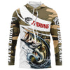 Maxcorners Custom Bass Long Sleeve Fishing Shirts, Personalized Bass Fishing Jerseys Camouflage LM0201
