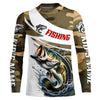 Maxcorners Custom Bass Long Sleeve Fishing Shirts, Personalized Bass Fishing Jerseys Camouflage LM0201
