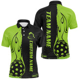 Maxcorners Black And Green Custom Flame Pickleball Shirts For Men, Pickleball Team Shirt Pickleball Outfit