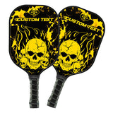 Maxcorners Black And Yellow Flame Skull Custom Pickleball Paddle, Halloween Pickleball Paddles Gifts