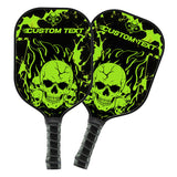 Maxcorners Black And Green Flame Skull Custom Pickleball Paddle, Halloween Pickleball Paddles Gifts