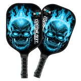 Maxcorners Custom Blue Flame Skull Pickleball Paddle Halloween Pickleball Gifts, Patriotic Pickleball Paddles