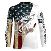 Maxcorners Personalized Vintage American Flag Bass Fishing Long Sleeve Shirts, Patriotic Bass Fishing Jerseys LM0201