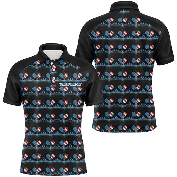 Maxcorners Custom American Flag Pickleball Polo Shirts Patriotic Pickleball Jerseys For Team