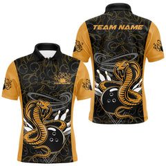 Maxcorners Custom Yellow Cobra Snake Bowling Team Men Polo Shirts, Bowling Pattern Shirt TU1908