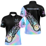 Maxcorners Custom Hologram Flame Strike  2 Bowling Polo Shirts For Men, Bowling Team Bowler Outfit MT1309