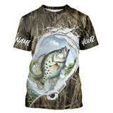 Maxcorners Custom Crappie Tournament Fishing T-Shirts, Camo Fish Hook Crappie Fishing Jerseys MT2108