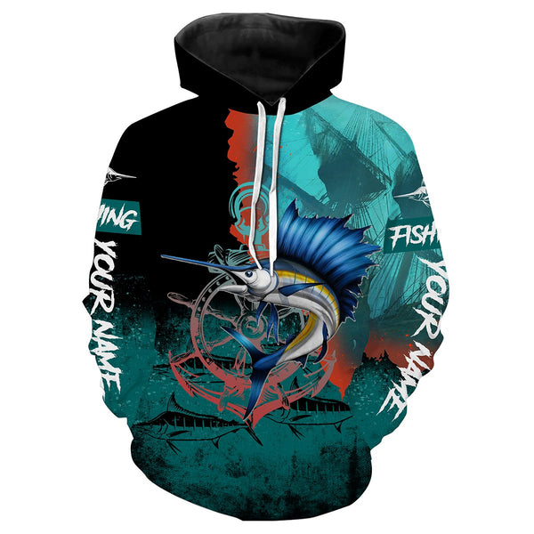 Maxcorners Sailfish Fishing Customize Name All Over Print Hoodie