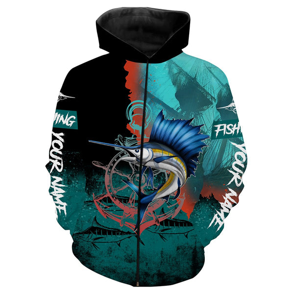 Maxcorners Sailfish Fishing Customize Name All Over Print Hoodie