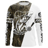 Maxcorners Custom Bass Fishing Tattoo Grass Camo Long Sleeve Tournament Fishing Shirts, Bass Fishing Jerseys LM0201