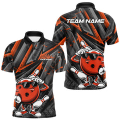 Maxcorners Black And Orange Funny Custom Bowling Jerseys, Cool Bowling Polo Shirts For Men LM2206