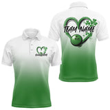 Maxcorners Custom Heart St Patricks Day Bowling Polo Shirts For Men, Lucky Shamprock Bowling Team Shirt