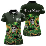 Maxcorners Custom Funny St Patricks Day Leprechaun Skull Bowling Team Polo Shirts, Tournament Outfits