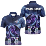 Maxcorners Custom Blue Thunder Lightning Purple Dragon Bowling Team Men Polo Shirts, Bowlers Outfit LM193