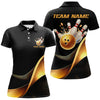 Maxcorners Black And Gold Bowling Ball And Pins Custom Bowling Shirts Bowling Team Tournament Jerseys Shirt For Women