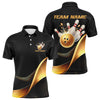 Maxcorners Black And Gold Bowling Ball And Pins Custom Bowling Shirts Bowling Team Tournament Jerseys Shirt For Women